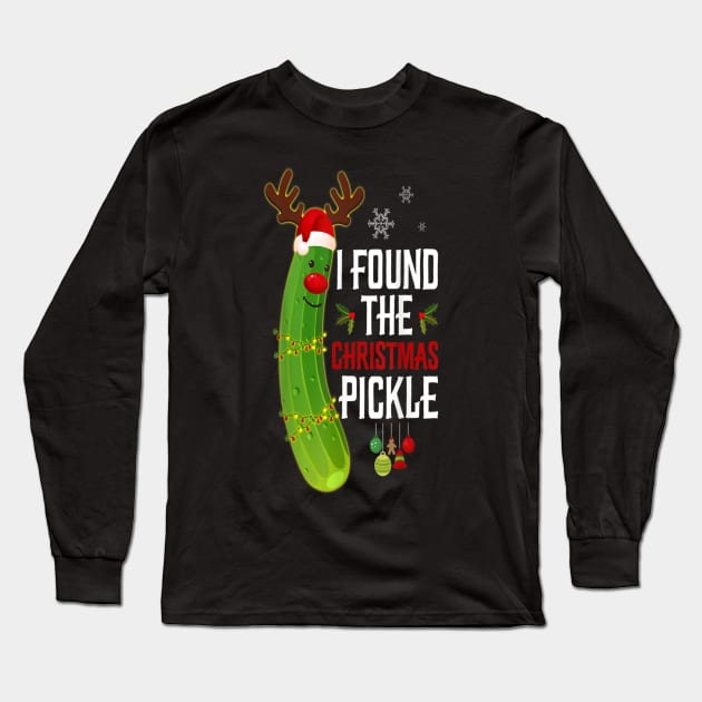 I Found The Christmas Pickle Funny Santa Pickle Xmas Lights Long Sleeve T-Shirt by Brodrick Arlette Store